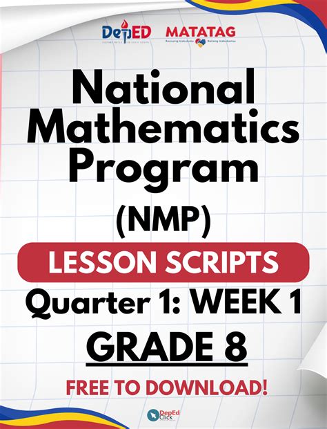 grade 8 jakol|Grade 8 National Mathematics Program (NMP) .